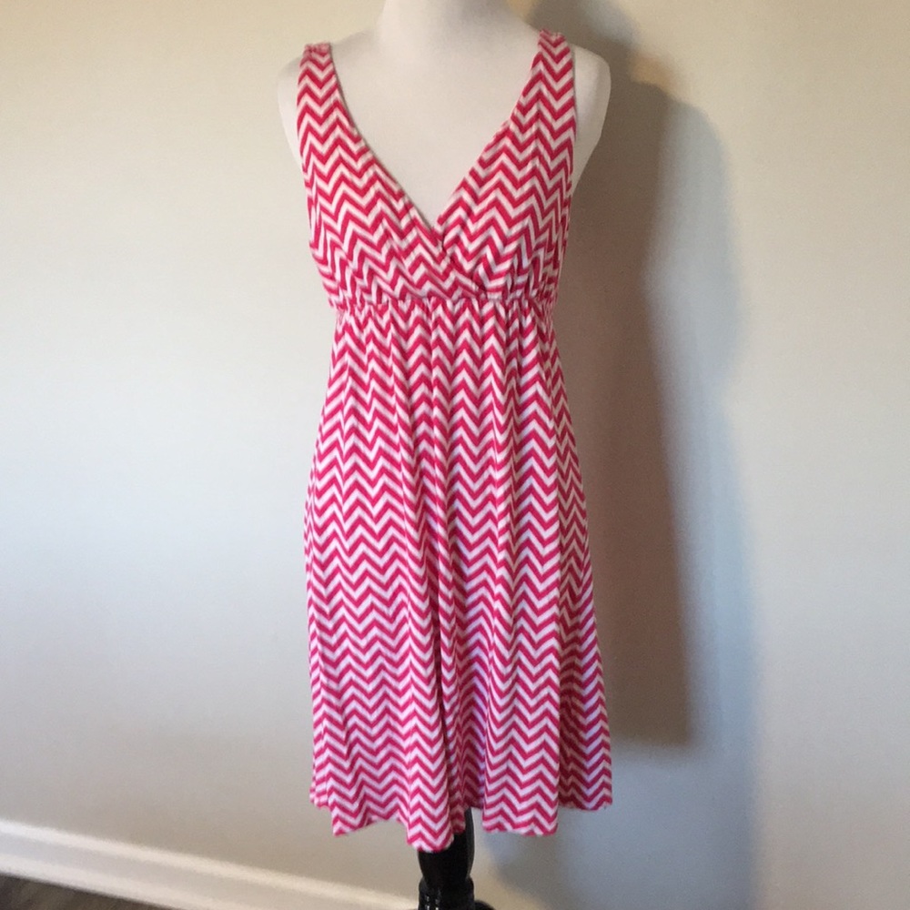 Pink & White Chevron Dress
